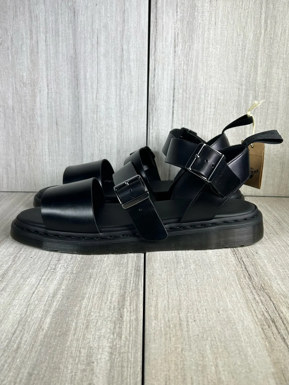 NEW Dr. Martens Docs Gryphon Black Leather Buckle Strap Sandal Shoe Mens Size 14